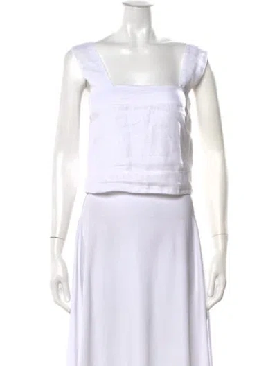 Pre-owned Chufy Linen Square Neckline Crop Top In White