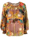Chufy Multicolored Abstract Print Blouse In Brown