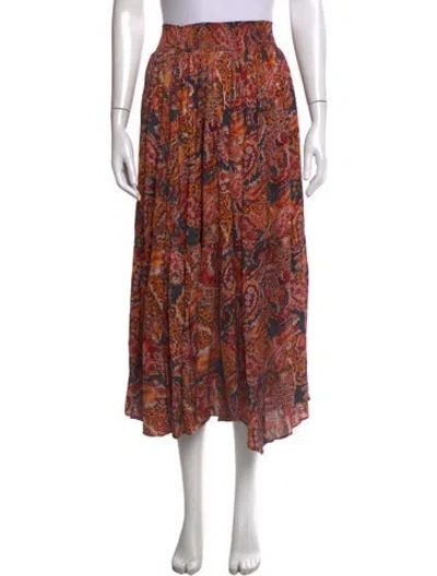 Pre-owned Chufy Paisley Print Midi Length Skirt In Orange