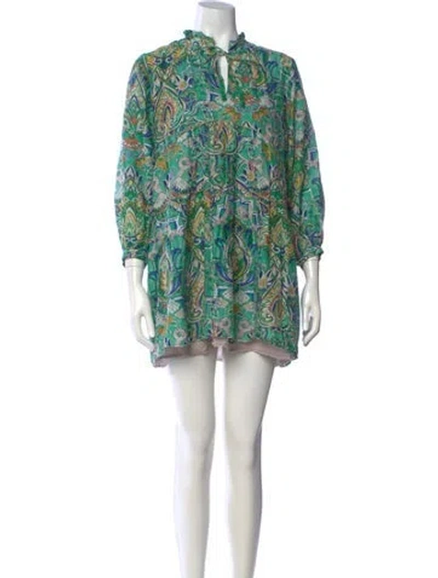 Pre-owned Chufy Paisley Print Mini Dress In Green/metallic