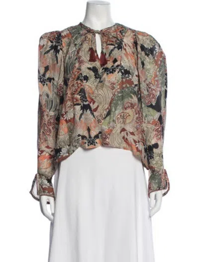Pre-owned Chufy Paisley Print Tie Neck Blouse In Multicolor