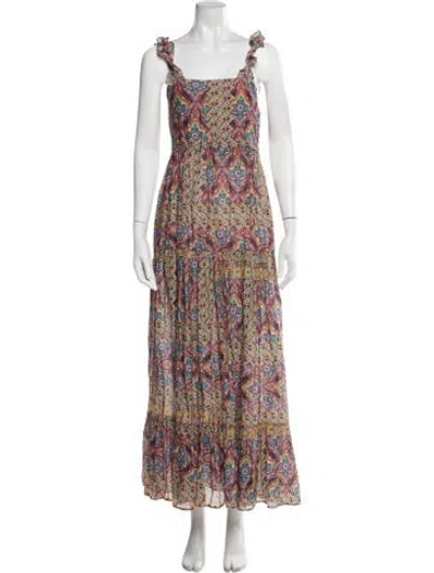 Pre-owned Chufy Patterned Long Dress In Orange