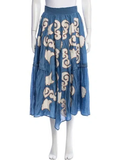 Pre-owned Chufy Patterned Long Skirt In Blue