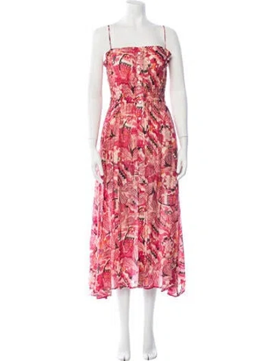 Pre-owned Chufy Patterned Midi Length Dress In Pink