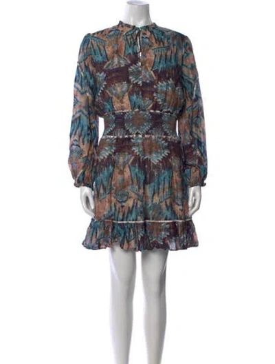 Pre-owned Chufy Patterned Mini Dress In Blue