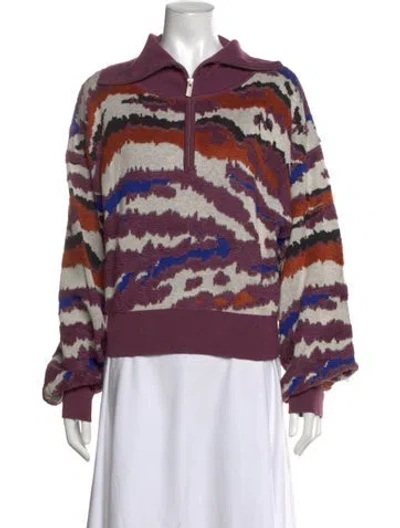 Pre-owned Chufy Patterned Mock Neck Sweater In Purple