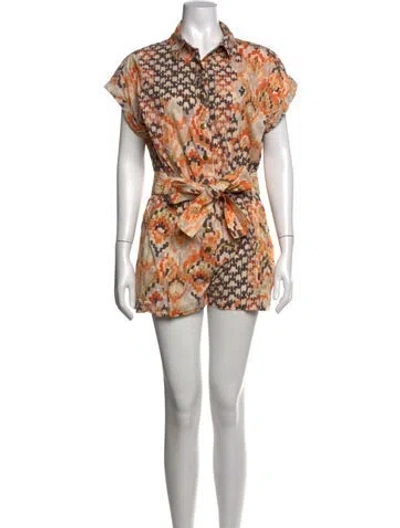 Pre-owned Chufy Patterned Romper In Orange