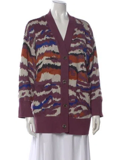 Pre-owned Chufy Patterned V-neck Sweater In Purple