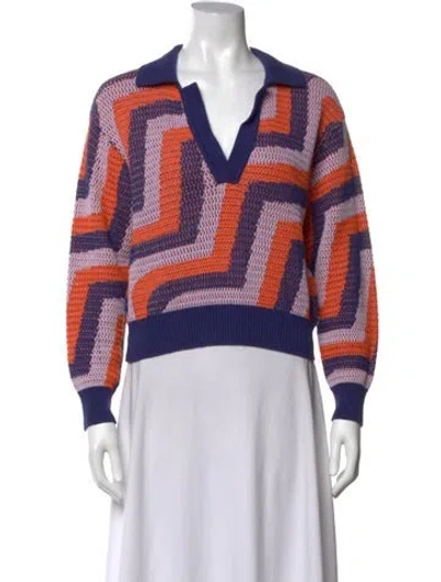 Pre-owned Chufy Patterned V-neck Sweater In Purple