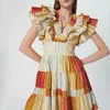Chufy Poppy Organic Pleated Mini Dress In Multi