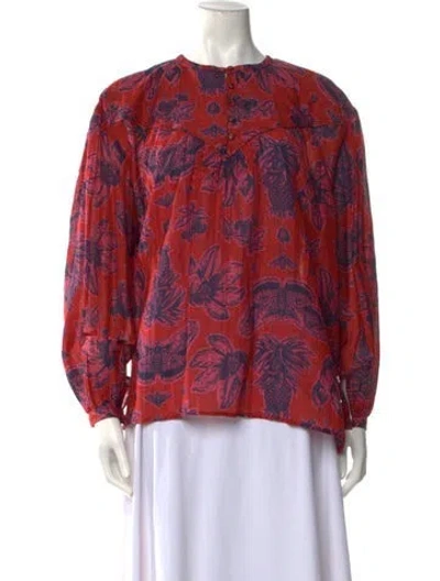 Pre-owned Chufy Printed Crew Neck Blouse In Red