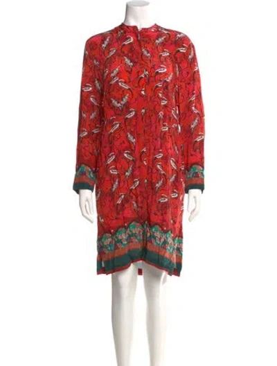 Pre-owned Chufy Printed Knee-length Dress W/ Tags In Red