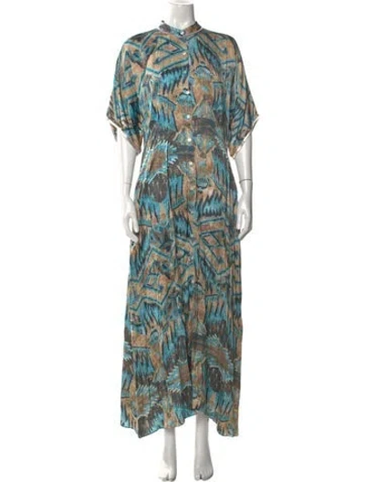 Pre-owned Chufy Printed Long Dress In Blue