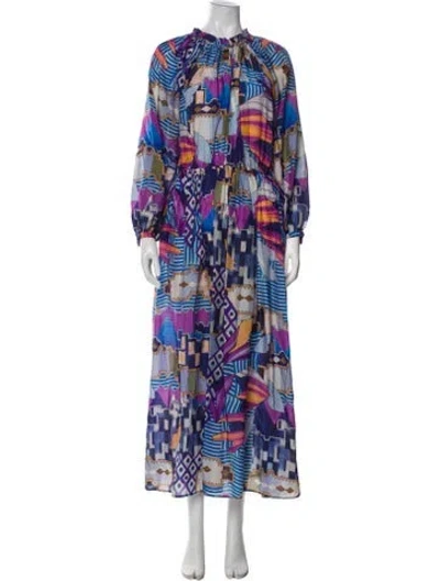 Pre-owned Chufy Printed Long Dress In Blue