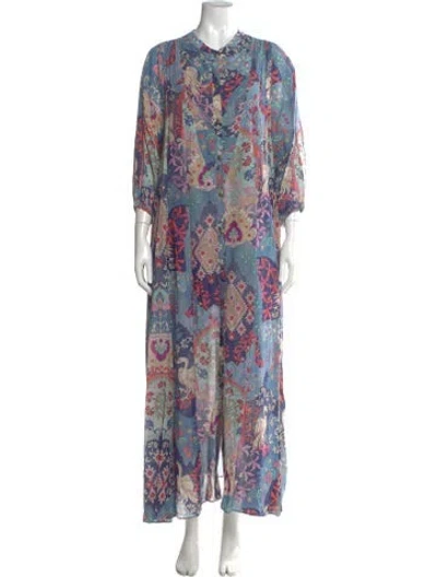Pre-owned Chufy Printed Long Dress In Blue