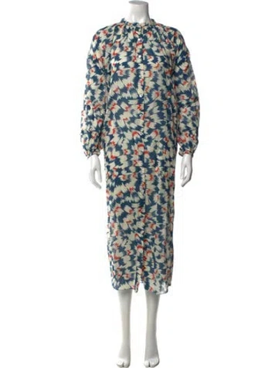 Pre-owned Chufy Printed Long Dress In Blue