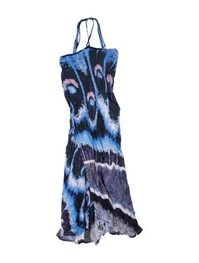 Pre-owned Chufy Printed Long Dress In Blue