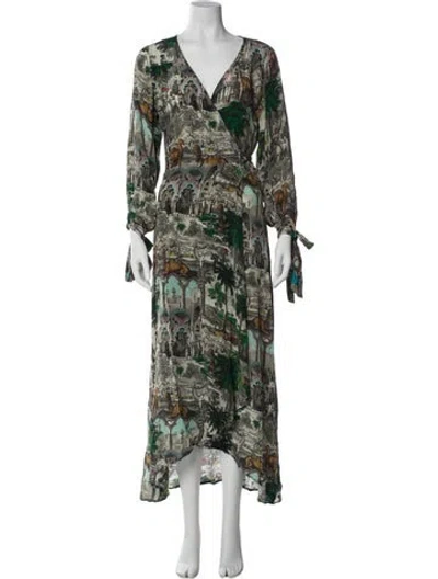 Pre-owned Chufy Printed Long Dress In Green