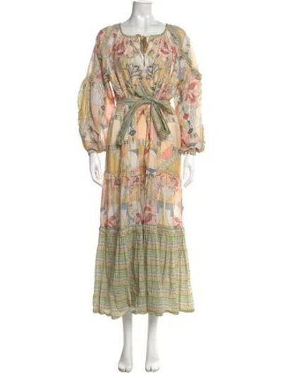 Pre-owned Chufy Printed Long Dress In Neutral