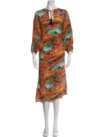 Pre-owned Chufy Printed Long Dress In Neutral