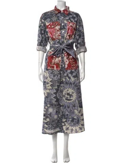 Pre-owned Chufy Printed Long Dress In Neutral