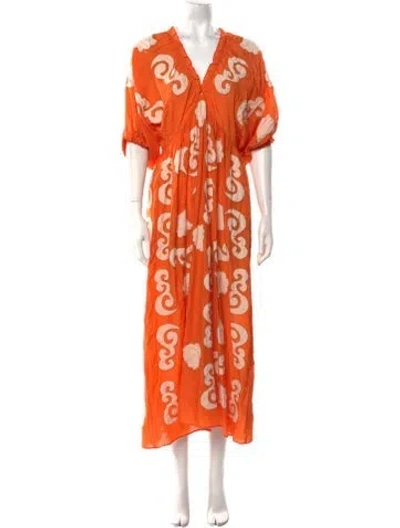 Pre-owned Chufy Printed Long Dress In Orange