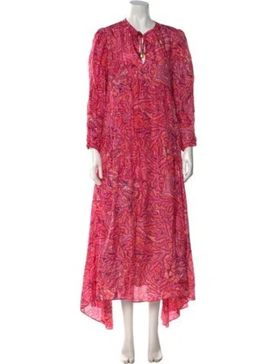 Pre-owned Chufy Printed Long Dress In Pink
