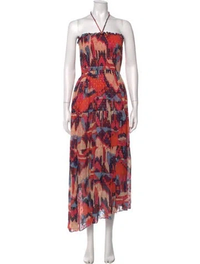 Pre-owned Chufy Printed Long Dress In Pink