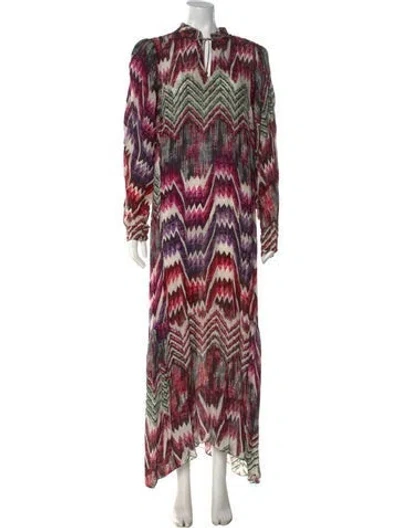 Pre-owned Chufy Printed Long Dress In Pink
