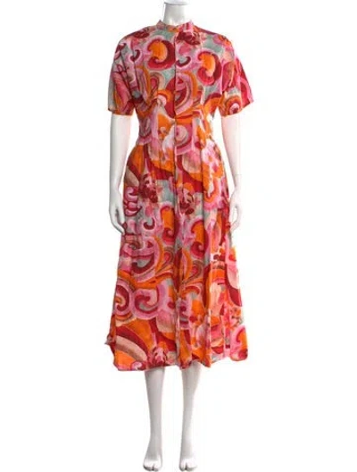 Pre-owned Chufy Printed Long Dress In Pink