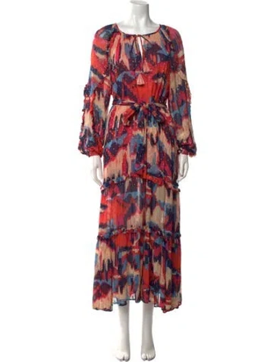 Pre-owned Chufy Printed Long Dress In Red