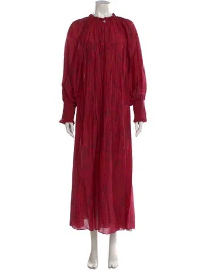 Pre-owned Chufy Printed Long Dress In Red