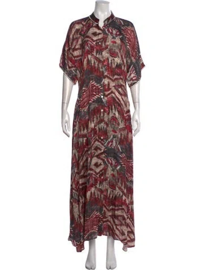 Pre-owned Chufy Printed Long Dress In Red