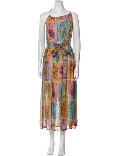 Pre-owned Chufy Printed Long Dress W/ Tags In Pink