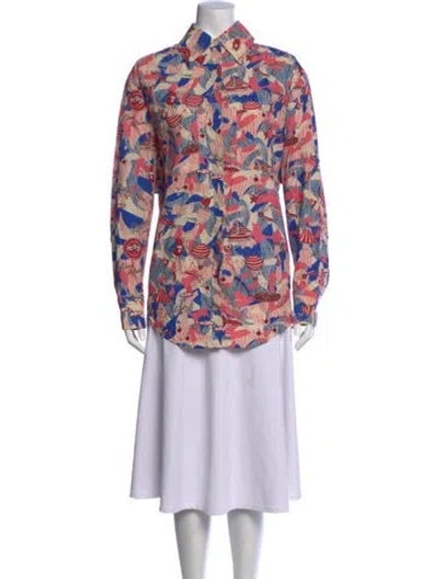 Pre-owned Chufy Printed Long Sleeve Button-up Top W/ Tags In Multicolor