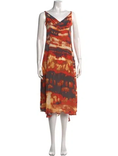 Pre-owned Chufy Printed Midi Length Dress In Black/red