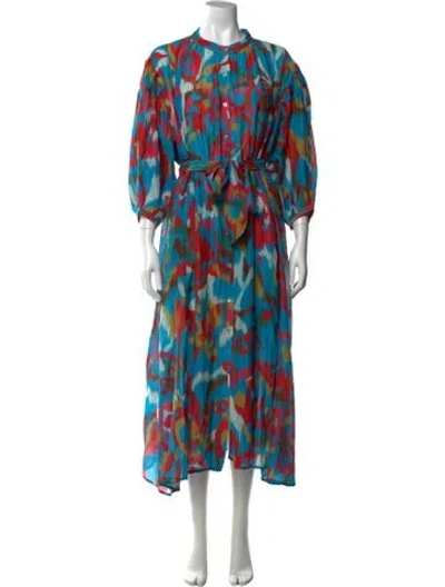 Pre-owned Chufy Printed Midi Length Dress In Blue