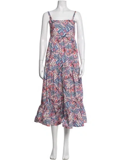 Pre-owned Chufy Printed Midi Length Dress In Blue