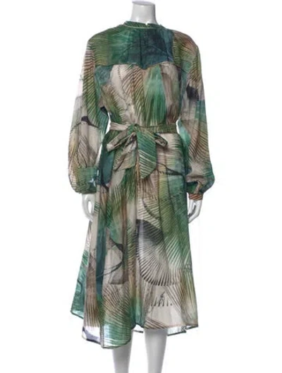 Pre-owned Chufy Printed Midi Length Dress In Green