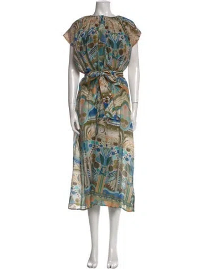 Pre-owned Chufy Printed Midi Length Dress In Multi