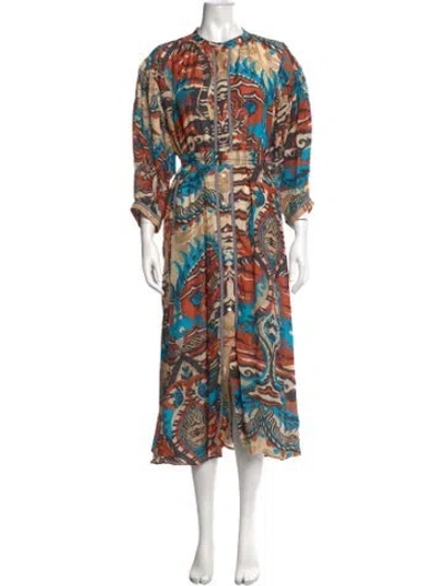 Pre-owned Chufy Printed Midi Length Dress In Orange