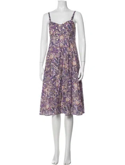 Pre-owned Chufy Printed Midi Length Dress W/ Tags In Purple