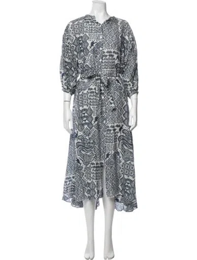 Pre-owned Chufy Printed Midi Length Dress In White