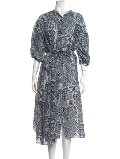 Pre-owned Chufy Printed Midi Length Dress In White