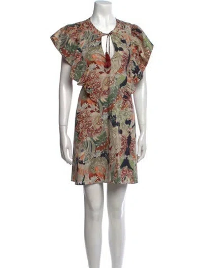 Pre-owned Chufy Printed Mini Dress In Green