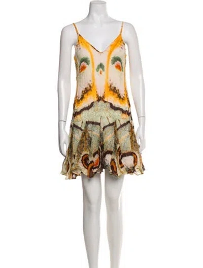 Pre-owned Chufy Printed Mini Dress In Neutral