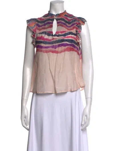 Pre-owned Chufy Printed Mock Neck Blouse In Multicolor