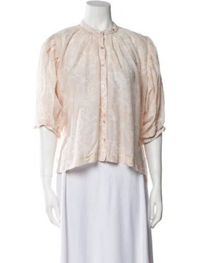 Pre-owned Chufy Printed Mock Neck Crop Top In Neutral