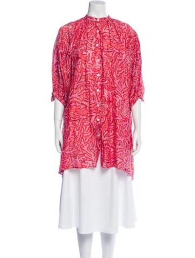 Pre-owned Chufy Printed Mock Neck Tunic In Pink