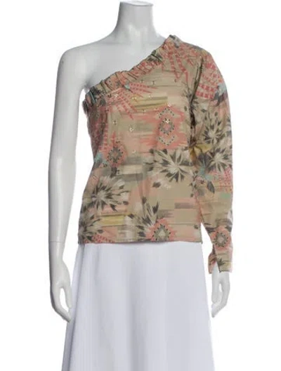 Pre-owned Chufy Printed One-shoulder Blouse In Neutral